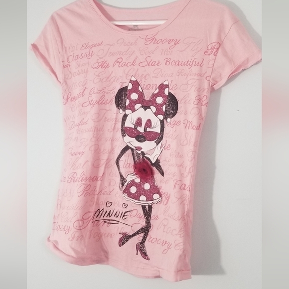 Disney Minnie Mouse Girls Graphic Tee.  Sparkly, Glam, Diva, Bow. Size XS. - Picture 2 of 7